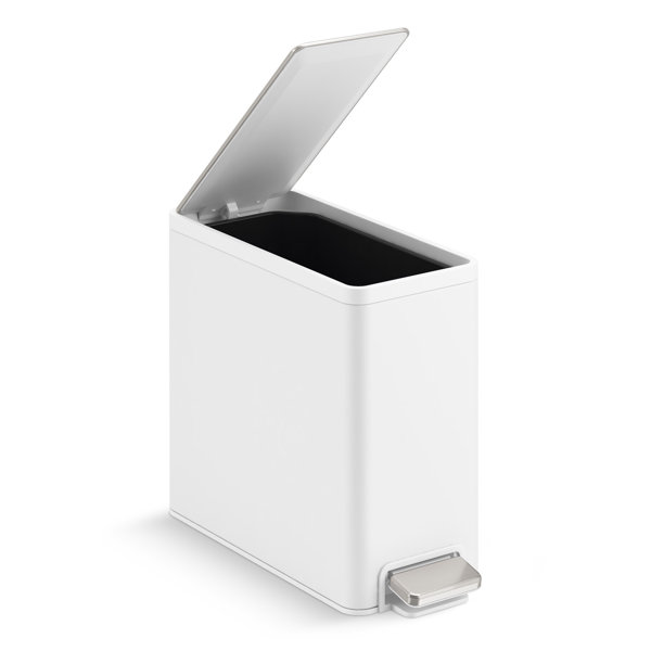Kohler Reset 2.5-Gallon Bathroom Trash Can, Slim Stainless Steel Step ...